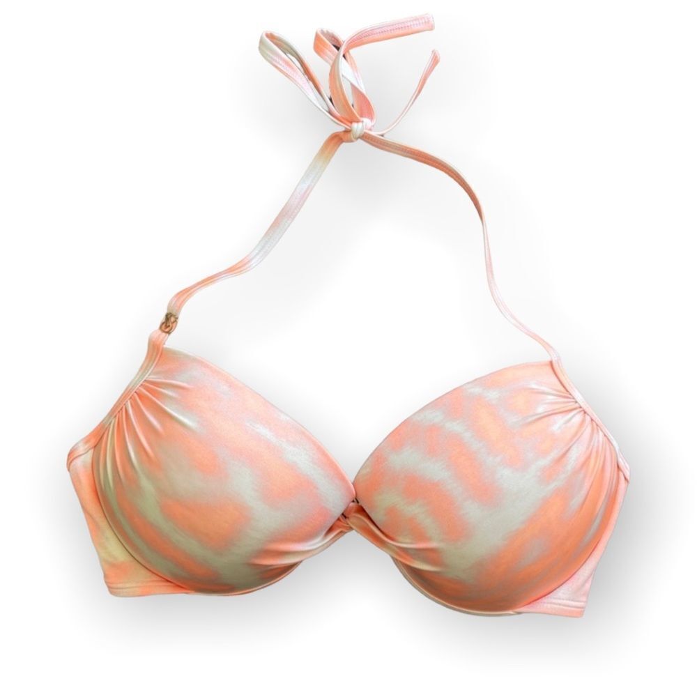 Victoria’s Secret Peach Tie Dye Twist Maldives Original Bikini Top Gold Hardware